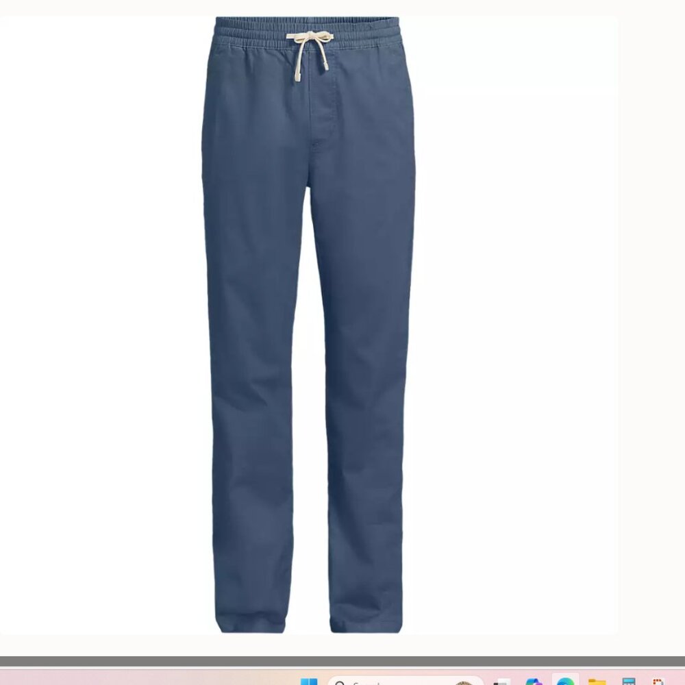 Lands End Men's Relaxed Fit Cotton Deck Pant - Blue Chamray - Picture 3 of 4